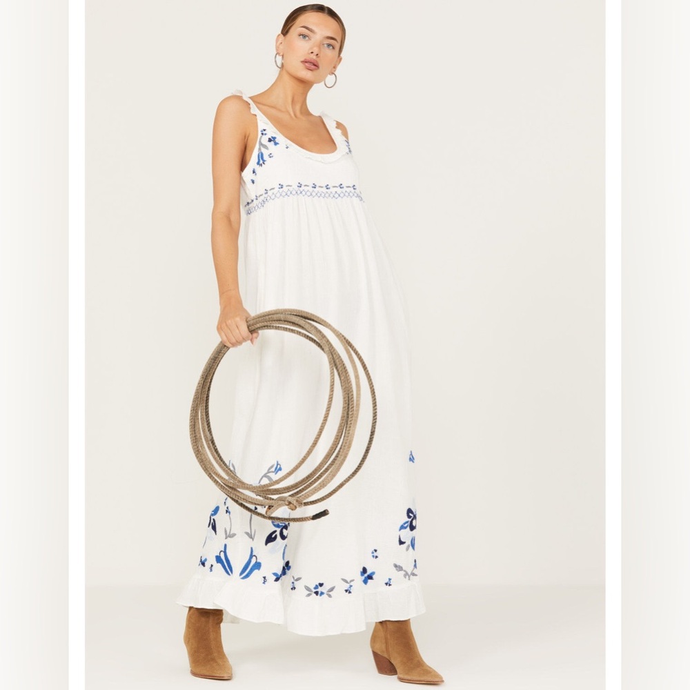 NWT Free People Magda Maxi Dress in Ivory Medium - Picture 2 of 9